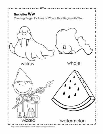 The Letter W Coloring Pictures